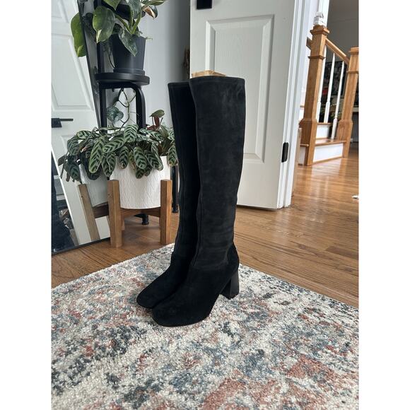Tory Burch Suede Tall Black Boots Size 7 - Picture 1 of 7